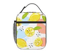 XTYGETY Borsa termica per il pranzo con stampa di limoni, per donne e uomini, riutilizzabile, per ufficio, lavoro, viaggi, pranzo