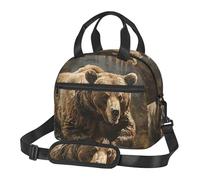 XTYGETY Borsa termica per il pranzo con stampa di orso che corre riutilizzabile, per donne e uomini, picnic, lavoro, grande capacità