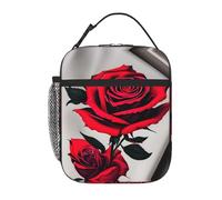 XTYGETY Borsa termica per il pranzo con stampa di rose rosse, per donne e uomini, riutilizzabile, per ufficio, lavoro, viaggi, pranzo
