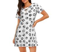 XTYGETY Camicia da notte da donna con stampa di impronte di cane da notte per estate camicia da notte camicia da notte camicia da notte camicia da notte camicie da notte, Nero , M