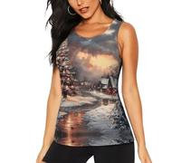 XTYGETY Canotte da palestra senza maniche con stampa Merry Christmas Yoga Running Athletic per donna allenamento top camicie, Nero , M