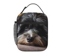 XTYGETY Carino nero Pug Dog Print isolato Lunch Box per donne uomini riutilizzabile Tote Lunch Bags Office Work Travel Lunchbox