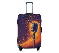 XTYGETY Copertura per bagagli con stampa di note musicali e microfono per valigie da 45-81 cm, Nero , S