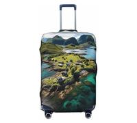 XTYGETY Copertura protettiva per valigie con stampa di Isole Norvegie, adatta per valigie da 45-81 cm, Nero , S