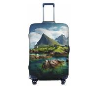 XTYGETY Copertura protettiva per valigie con stampa di Isole Norvegie, adatta per valigie da 45-81 cm, Nero , XL