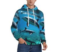 XTYGETY Divertente Animale Delfino Stampa Adulto Uomini Felpe Pullover Morbida Felpa Con Tasche Per Gli Uomini, Nero , XXL