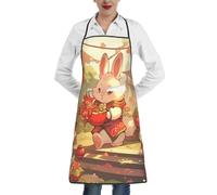XTYGETY Divertente grembiule da cucina con stampa di coniglio pasquale con tasca, per donne e uomini, chef, grembiule da cucina per barbecue
