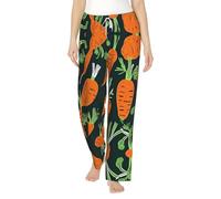 XTYGETY Felice Carota Senza Cuciture Stampa Del Modello Delle Donne Flanella Pantaloni Del Pigiama Delle Donne Pj Pantaloni Lounge Sleep Pant Con Tasche, Nero , 4XL