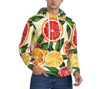 XTYGETY Felpa con cappuccio in pile da uomo con stampa di agrumi con stampa di agrumi Felpe morbida felpa con tasche per gli uomini, Nero , XL