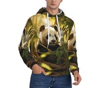 XTYGETY Felpa con cappuccio in pile da uomo con stampa Little Red Panda con tasche per adulti, Nero , XS