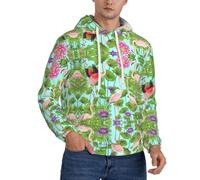 XTYGETY Fenicottero Amore Fiori Stampa Adulto Uomini Felpe Pullover Morbida Felpa Con Tasche Per Gli Uomini, Nero , S