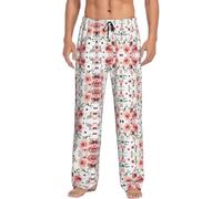 XTYGETY Fioritura Fiori Rosa Stampa Degli Uomini Pantaloni Del Pigiama Pantaloni Del Pigiama Morbido Sonno Pantaloni Per Gli Uomini Lounge Pant Per La Casa Comfort, Nero , S