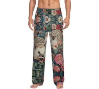 XTYGETY Floreale Ricci Stampa Degli Uomini Pantaloni Del Pigiama Pantaloni Del Pigiama Morbido Sonno Pantaloni Per Gli Uomini Lounge Pant Per La Casa Comfort, Nero , XXL