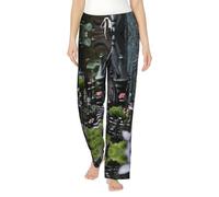 XTYGETY Gothic Fairy Garden01 - Pantaloni da pigiama da donna, in flanella, con tasche, Nero , 3XL