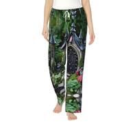 XTYGETY Gothic Fairy Garden04 - Pantaloni da pigiama da donna, in flanella, con tasche, Nero , M