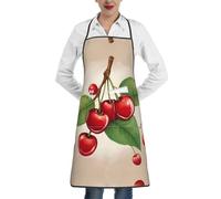 XTYGETY Grembiule da cucina con 1 stampa di ciliegie rosse con tasca, per donne e uomini, cuoco, grembiule da cucina per barbecue