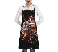 XTYGETY Grembiule da cucina con stampa 3D a tema esplosione fuochi d'artificio con tasca, grembiule da cucina per donne e uomini, chef, grembiule da cameriere per barbecue