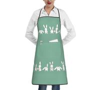 XTYGETY Grembiule da cucina con stampa coniglietto pasquale con tasca, per donne e uomini, cuoco, grembiule da cameriere per barbecue