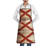 XTYGETY Grembiule da cucina con stampa di cartolina in legno antico con bandiera dell'Alabama, con tasca, grembiule da cucina per donne e uomini, cuoco, grembiule da cameriere, barbecue