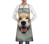 XTYGETY Grembiule da cucina con stampa di corgi carino con tasca, per donne e uomini, cuoco, grembiule da cameriere per barbecue