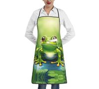 XTYGETY Grembiule da cucina con stampa di rana dei cartoni animati, con tasca, per donne e uomini, cuoco, grembiule da cameriere per barbecue