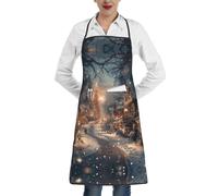 XTYGETY Grembiule da cucina con stampa natalizia con tasca, per donne e uomini, cuoco, grembiule da cucina per barbecue