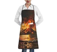 XTYGETY Grembiule da cucina con stampa vulcano, con tasca, per donne e uomini, cuoco, grembiule da cameriere per barbecue