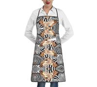 XTYGETY Grembiule da cucina con stampa zebra e giraffa, con tasca, per donne e uomini, cuoco, grembiule da cucina per barbecue