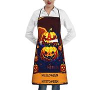 XTYGETY Grembiule da cucina con stampa zucca di Halloween con tasca grembiule da cucina per donne uomini chef, grembiule da cameriera grembiule da cucina barbecue