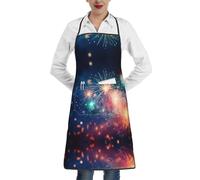XTYGETY Grembiule da cucina con tasca, con stampa pirotecnica di Capodanno, per donne e uomini, cuoco, grembiule da cameriere, grembiule da cucina per barbecue