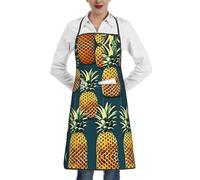 XTYGETY Grembiule da cucina retrò con stampa ananas con tasca grembiule da cucina per donne uomini chef, grembiule da cameriera grembiule da cucina per barbecue