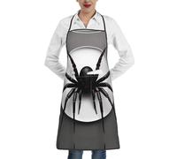 XTYGETY Grembiule nero con stampa ragno con tasca grembiule da cucina per donne uomini chef, grembiule da cameriera grembiule da cucina barbecue