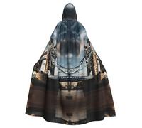 XTYGETY Historic Old Tower Bridge London Print Unisex Mantello Halloween con cappuccio Mantello Robe Tristo Mietitore Mago Costume Cosplay Spaventoso