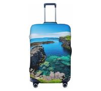 XTYGETY Jeju Island Corea copertura bagagli stampa valigia copre Protector Wrap adatto per valigie 45-81 cm viaggio Essentials, Nero , XL
