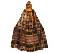 XTYGETY Mantello con cappuccio unisex con stampa di libri e mantello per Halloween, costume cosplay spaventoso da mago mietitore