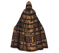 XTYGETY Mantello con cappuccio unisex con stampa di libri e mantello per Halloween, costume cosplay spaventoso da mago mietitore