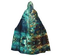 XTYGETY Mantello con cappuccio unisex con stampa di vita marina mantello veste Tristo Mietitore Mago Costume Cosplay spaventoso