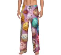 XTYGETY Molti Colorati Gelato Stampa Degli Uomini Pantaloni Pigiama Pantaloni Del Pigiama Morbido Sonno Pantaloni Per Gli Uomini Lounge Pant Per La Casa Comfort, Nero , S