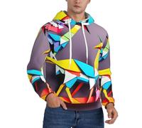 XTYGETY Origami Multicolor Papercraft Cranes 1 Stampa Adulto Uomo Pile Felpe Felpe Felpe Pullover Morbida Felpa Con Tasche Per Gli Uomini, Nero , 3XL