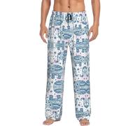 XTYGETY Pantaloni del pigiama degli uomini della stampa dell'elefante di Boho Pantaloni del pigiama morbidi pantaloni di sonno per gli uomini Lounge Pant per il comfort domestico, Nero , L
