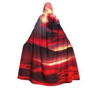 XTYGETY Red Sky At Night Starry Print Unisex Mantello Halloween Con Cappuccio Mantello Robe Tristo Mietitore Mago Costume Cosplay Spaventoso