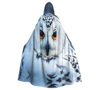 XTYGETY Snowy Owl Eyes Stampa Unisex Mantello Halloween Con Cappuccio Mantello Veste Tristo Mietitore Mago Costume Cosplay Spaventoso