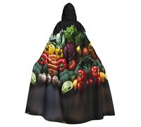 XTYGETY Varietà Verdure Fresche Frutta 1 Stampa Unisex Mantello Halloween Con Cappuccio Mantello Accappatoio Tristo Mietitore Mago Costume Cosplay Spaventoso