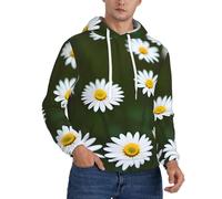 XTYGETY Wild White Chrysanthemum Flower Print Adult Men Fleece Hoodies Felpe Felpe Pullover Morbida Felpa Con Tasche Per Gli Uomini, Nero , L
