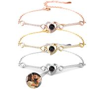 Xtyggoi Bracciale personalizzato con proiezione di foto Ciondolo a cuore personalizzato Ti amo Bracciali commemorativi Gioielli per donne uomini amici