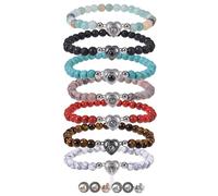 Xtyggoi Bracciale personalizzato con proiezione di foto per donne uomini Bracciale in pietra turchese Ti amo Bracciale con ciondolo a cuore Gioielli commemorativi di coppia