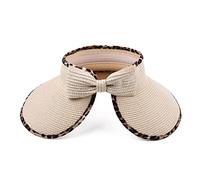 XTYPE Foldable Leopard Print Sunscreen Women's Empty Top Hat Sunshade Summer Straw Hat Sunshade Hat (Color : Beige, Size : One Size)