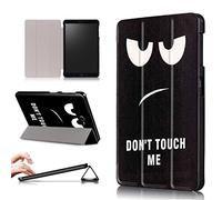 Xuanbeier Custodia per Samsung Galaxy Tab A 10"1 2016 SM-T580/T585 (A6) Ultra-sottile Cover con Funzione Supporto e Auto Sonno/Sveglia,Don't touch me