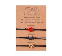 Xuancai 3 braccialetti regolabili con sole e luna e stella, realizzati a mano, gioielli dell'amicizia per migliori amici e familiari, braccialetti fatti a mano in corda, Misura unica, come descritto