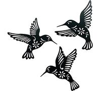 Xuancai 3 pezzi in metallo colibrì decorazione artistica da parete scava fuori ferro nero uccello scultura appeso ciondolo ornamento soggiorno casa ufficio decorazione arte parete metallo